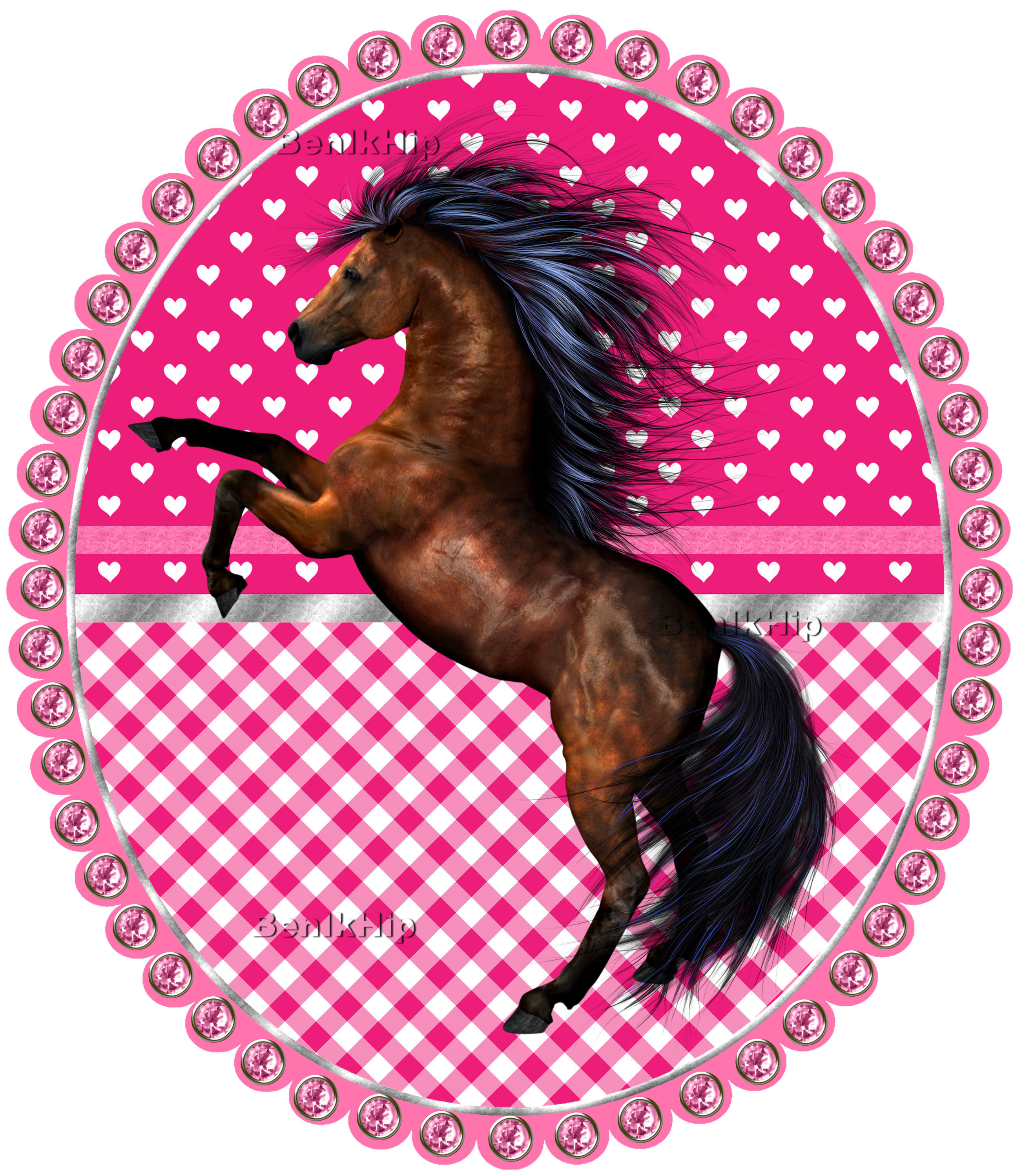 Strijkapplicatie Paard pink